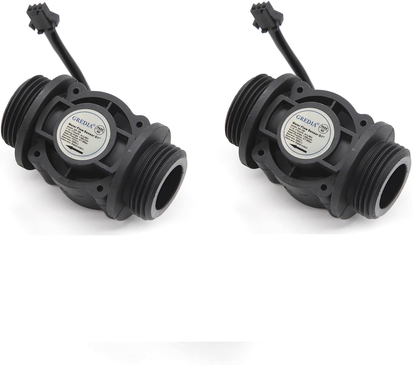 GREDIA 1" Water Flow Sensor Food-Grade Switch Hall Effect Flowmeter Fluid Meter Counter 1-60L/min (Pack of 2)