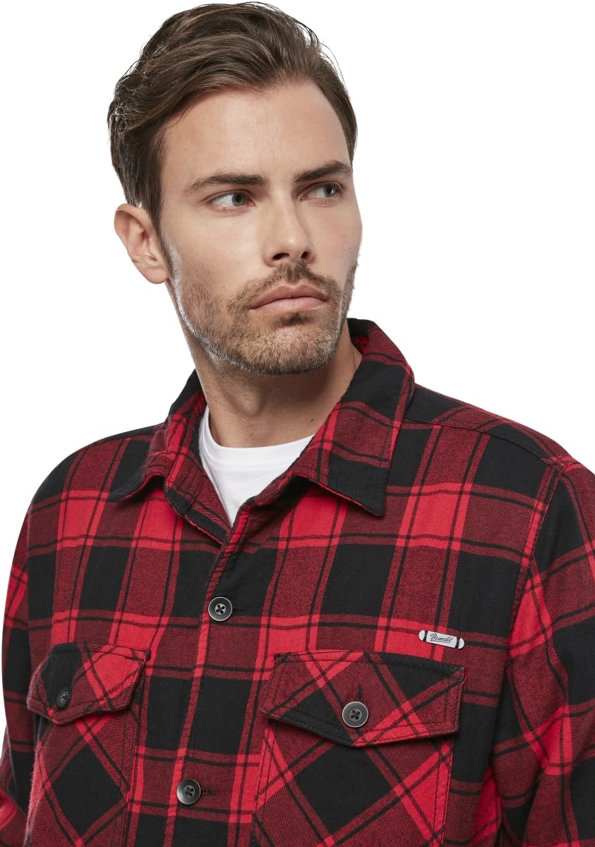 Brandit Chaqueta Leñador Hombre Chaqueta entre-tiempo negro/rojo