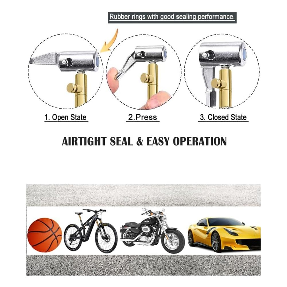 Grimmstr Extended Portable Air Compressor Tire Inflator Replacement Hose with Stainless Steel Mesh for Protection, Air Pump Tube, Easy to Use Fine Workmanship, Silver&orange