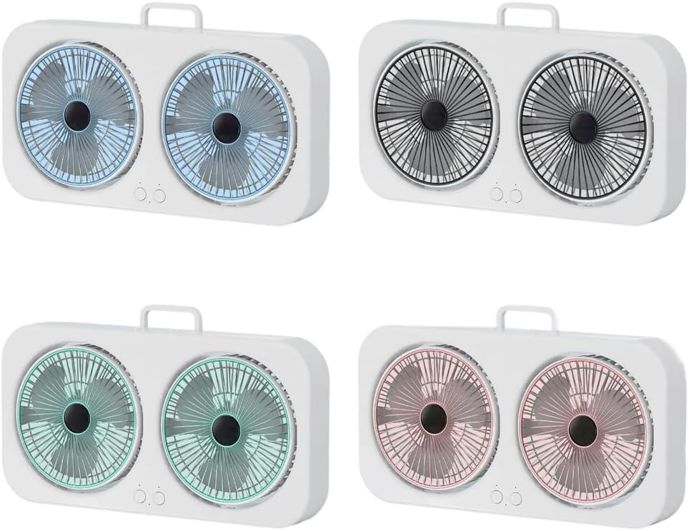 Double Rotation Desk Fan USB Rechargeable Hanging Mountable Quiet Cooling Fan ABS Texturre Suitable for Travel Dorm Gym