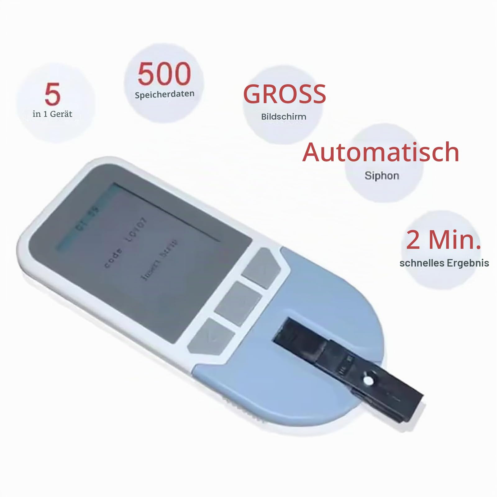 Cholesterin-Testgerät, Multifunktionales Lipid-Messgerät-Set, 5-in-1 Für TC, TG, LDL, HDL, Blutfett-Tester Mit 25 Teststreifen, 200 Speicherplätze Für Messwerte, Schnelle Ergebnisse