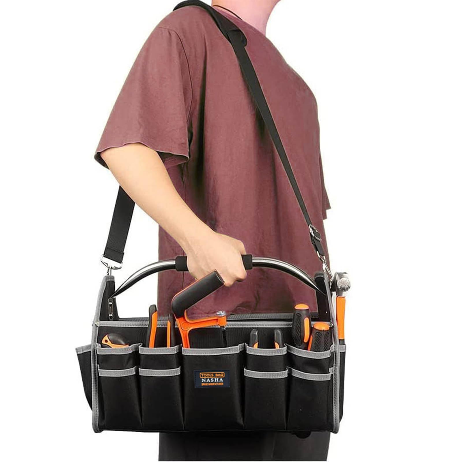 Robusto organizer per attrezzi da trasporto a mano resistente all'acqua, con tasche multiple e fondo rinforzato per meccanici e lavoratori tecnici, borsa multiuso impermeabile