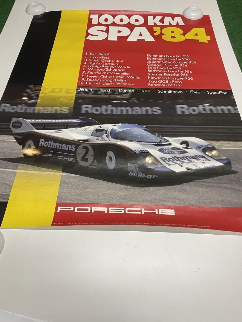 Amazon.co.jp: ポルシェ 956 1984年 1000KM Spa 優勝記念ポスター B1 