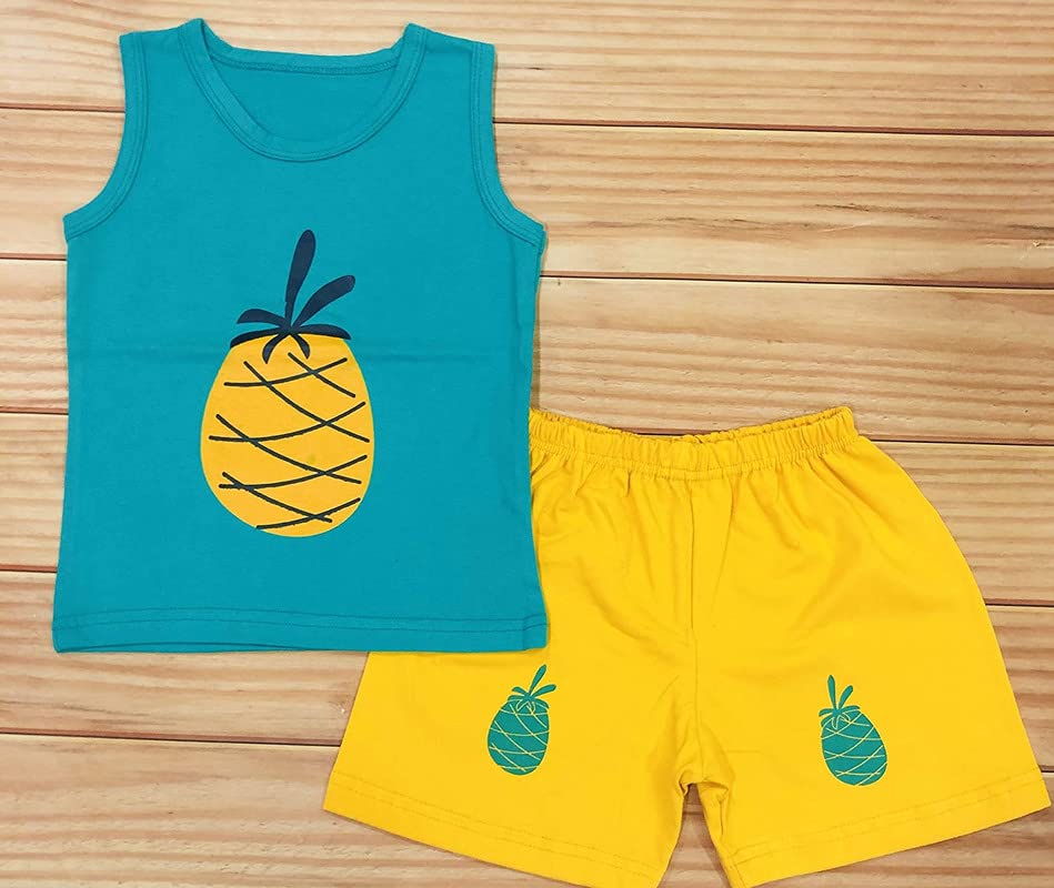 Image of Infantbond Baby Boy's and Girl's Cut Sleeve T-Shirt and Short Combo 100% Cotton Clothing Set(Combo Of 2)