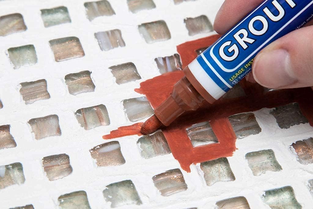 Grout Pen Tile Paint Marker: Terracotta Narrow 5mm with 5 Pack Replacement Tips - Waterproof Grout Colorant and Sealer Pen to Renew, Repair, and Refresh Tile Grout - Cleaner Coating Stain Pens : Tools & Home Improvement