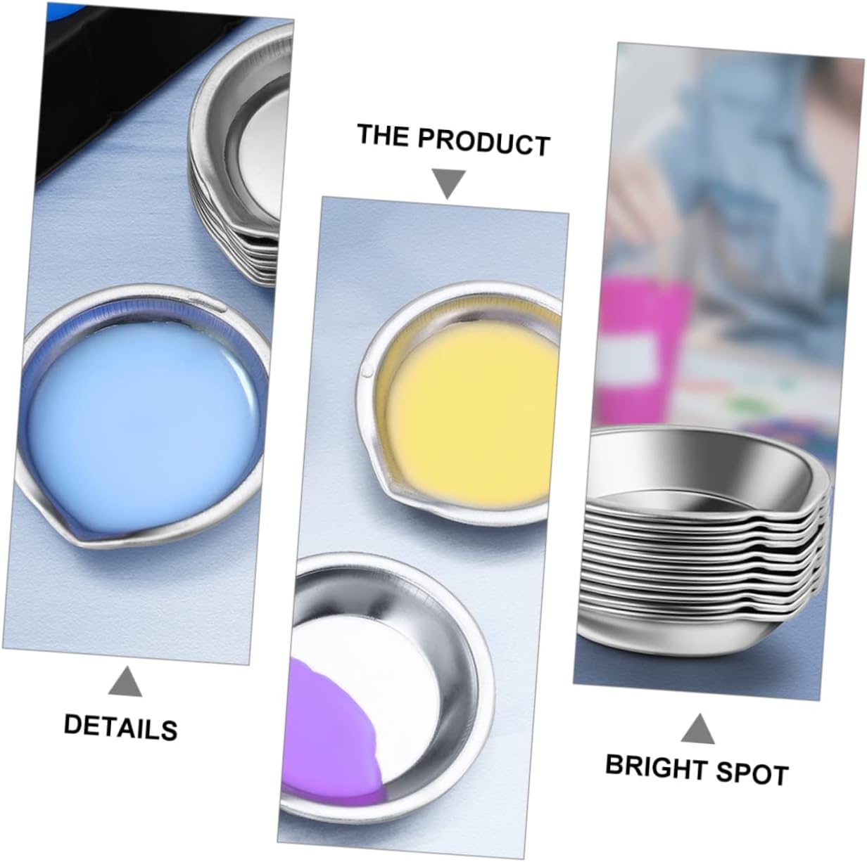 24pcs Stainless Steel Painting Tray Color Mixing Tray for Home