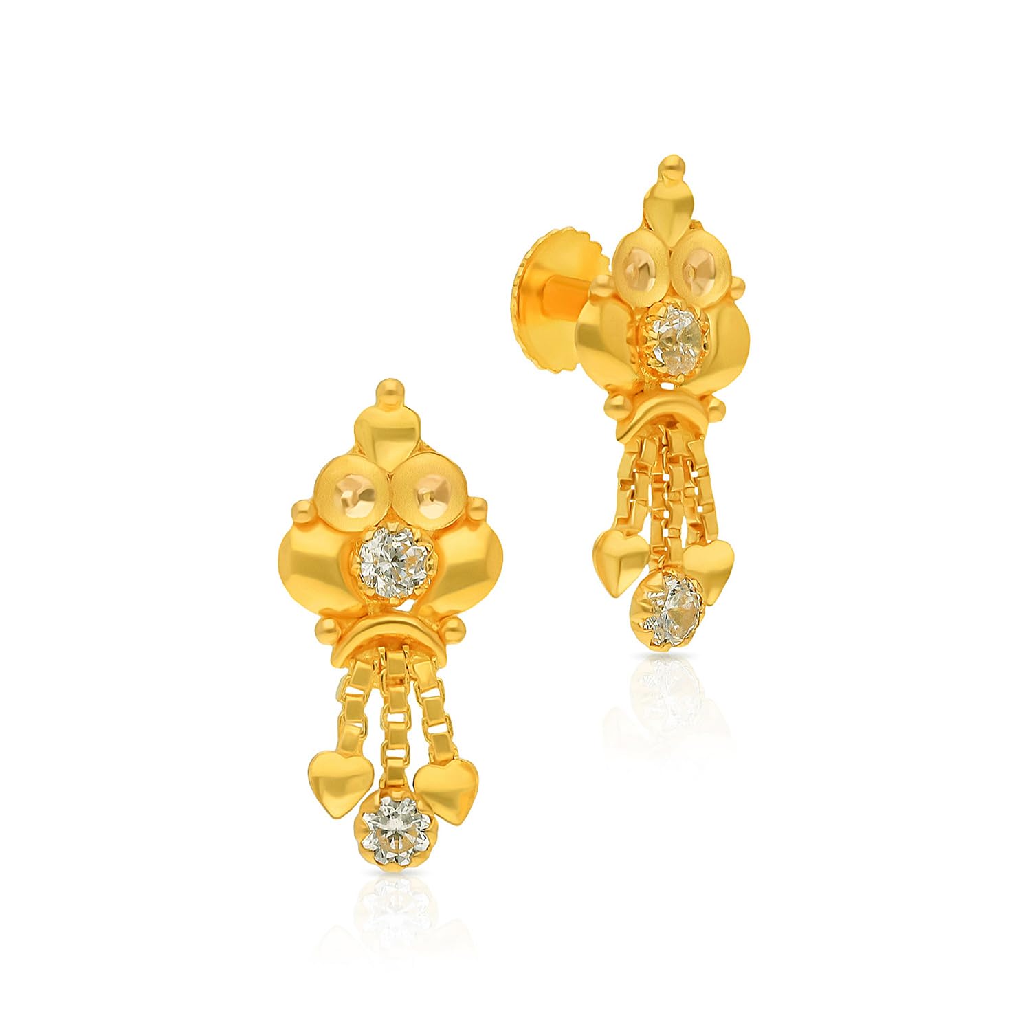 Malabar Gold & Diamonds 22k Gold Earrings for Women |22 kt (916) BIS Hallmark Certified Pure Gold Earrings for Birthday, Wedding, Anniversary & Festival Gift