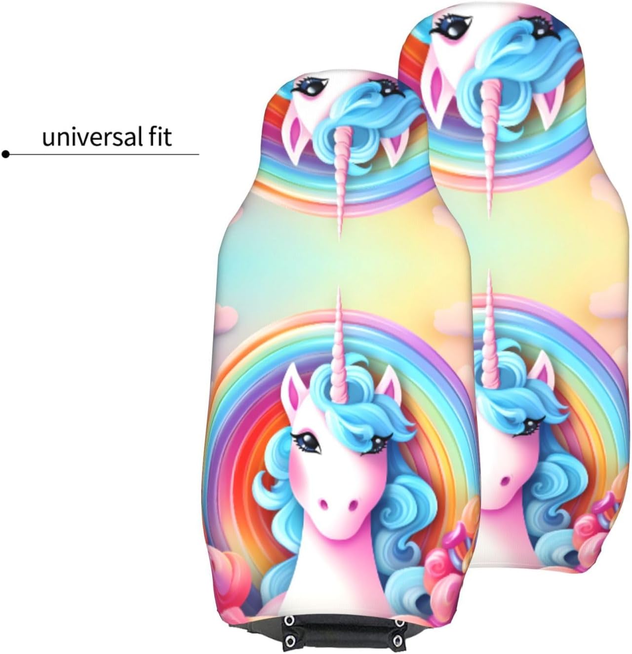 Universal Rainbow Unicorn Printed car seat Covers are Suitable for Most Seats in Trucks, Vans, and Other Similar Vehicles.