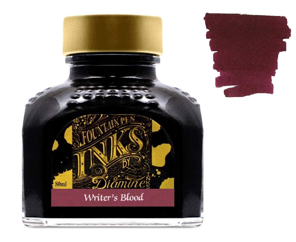 Diamine Inchiostro Per Penna Stilografica 80ml - 2 x Bottiglie - Writers Blood & Jet Black