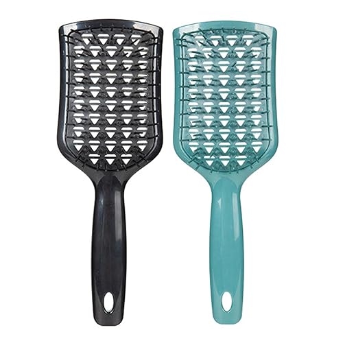 Cepillo de pelo con cerdas suaves, 2 piezas, masaje desenredante, espalda hueca, cuero cabelludo para mujeres y niñas, húmedo y seco, largo, rizado,
