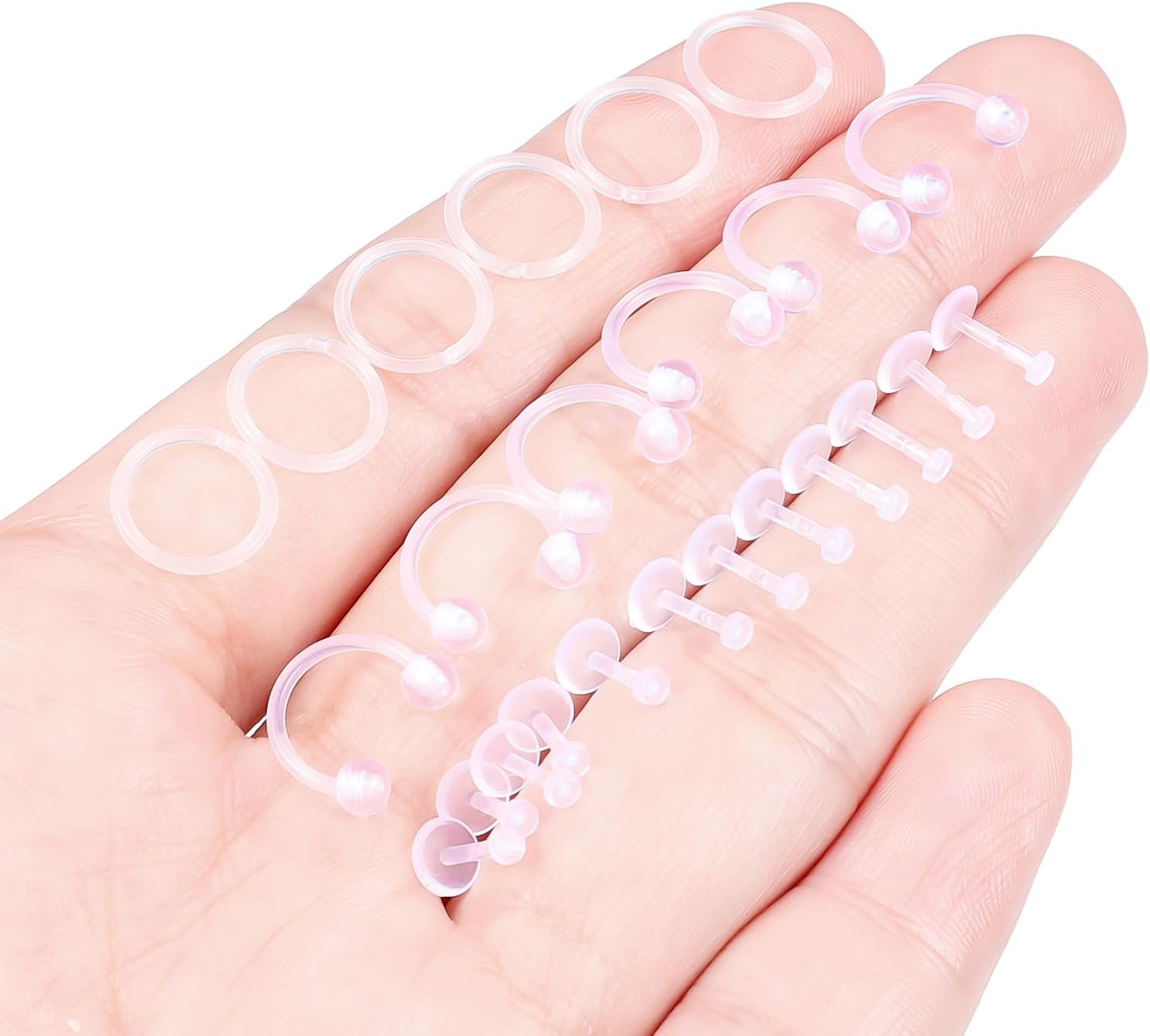 Lcolyoli 18G Clear Nose Rings Studs Piercing Retainers Clear Piercings for Work Sports Bioflex Medusa Labret Lip Piercing Jewelry Tragus Earring Cartilage Helix Retainer for Women Men