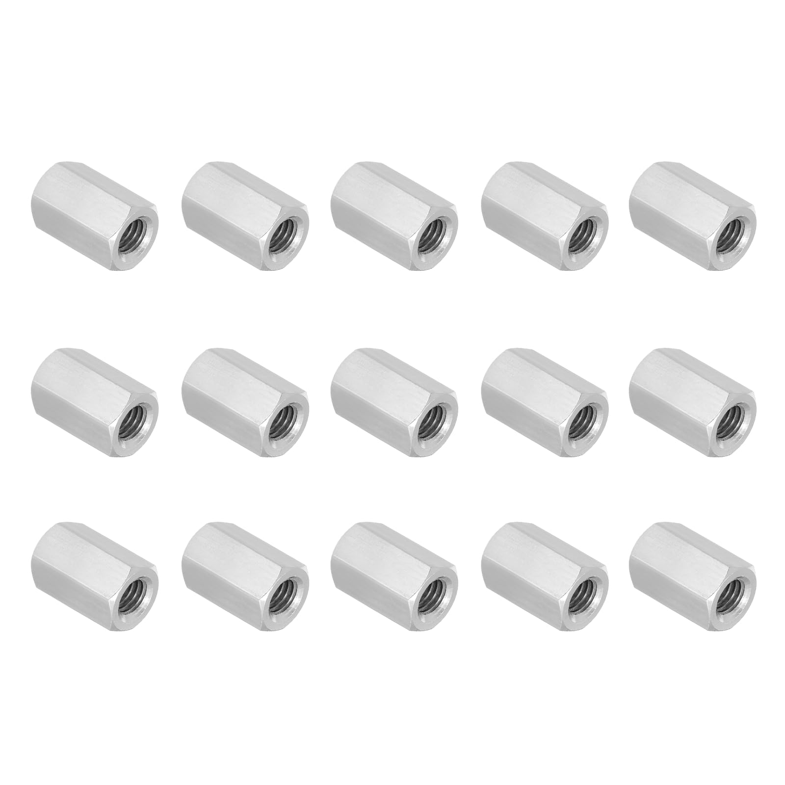 PATIKIL 5/16"-18 UNC 304 Stainless Steel Hex Coupling Nuts, 15Pcs 0.8" Length Fully Threaded Rod Coupling Nut Studding Connector Fasteners, Silver Tone