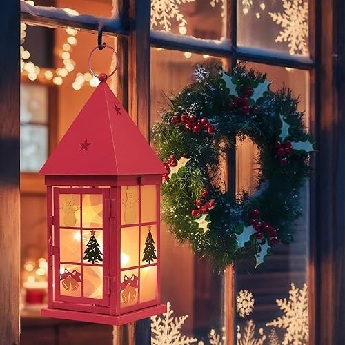 Miniatura 4 de NEEDOMO Decoraciones navideñas para el hogar, farol de Navidad decorativo de 15 pulgadas, decoración para interiores y exteriores, portavelas