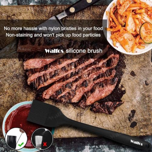 Image of Walfos 600F Heat Resistant Silicone Basting Brushes BPA Free Pastry Brush, Spread Oil Butter Sauce for BBQ Grill Baking Kitchen Cooking, Dishwasher Safe (2 SIZE) (Pack of 2)
