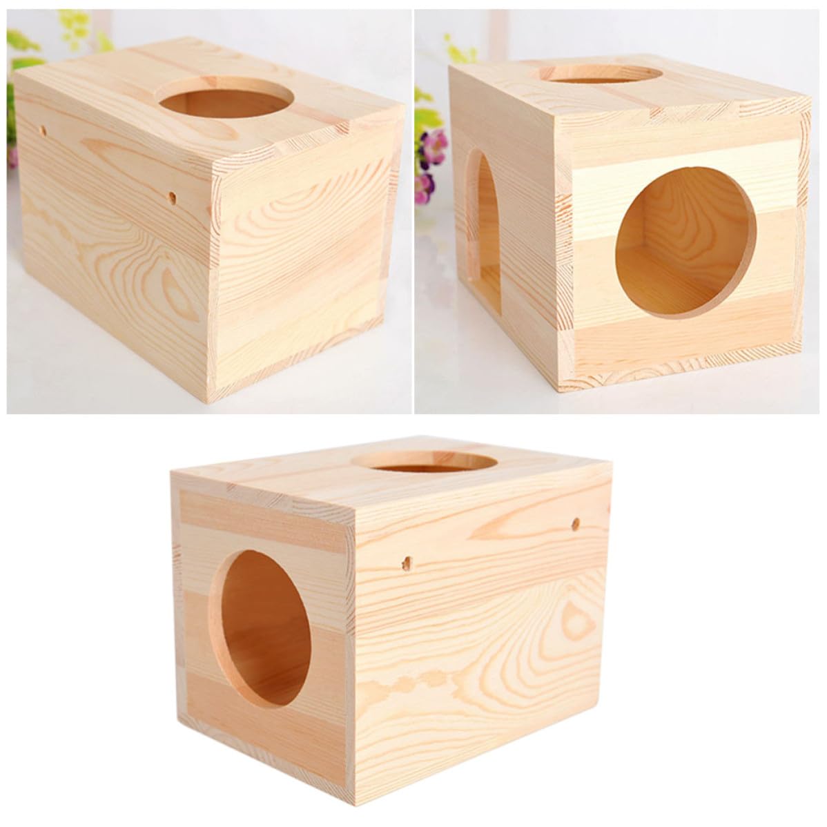 Hogar de madera natural único con diseño cálido para el bienestar de roedores pequeños