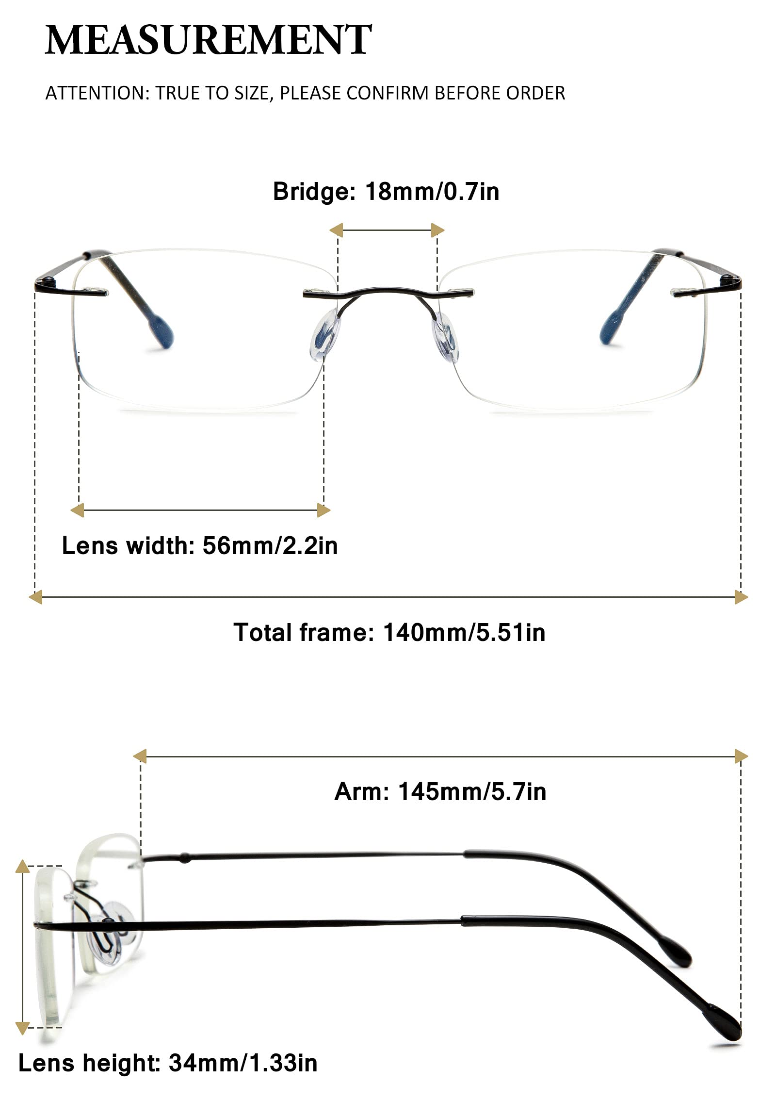 VEVESMUNDO Lesebrille Randlos Blaulichtfilter Titan Leicht Flexibel Modern Rahmenlos Lesehilfe Sehhilfe (1 Stück Grau, 0.0)