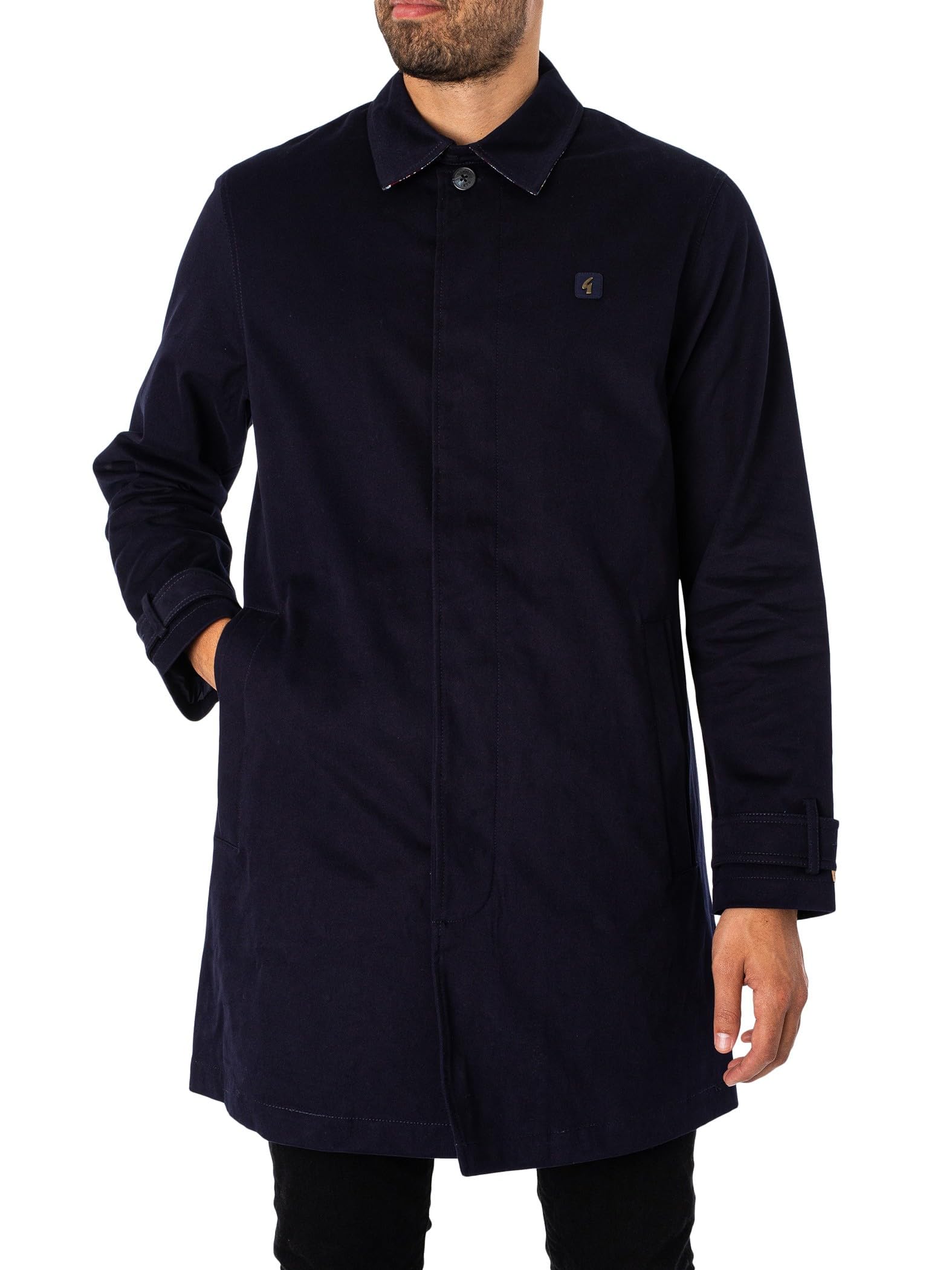 Gabicci Men's Blue Houghton Classic Full Length Rain Mac Navy M