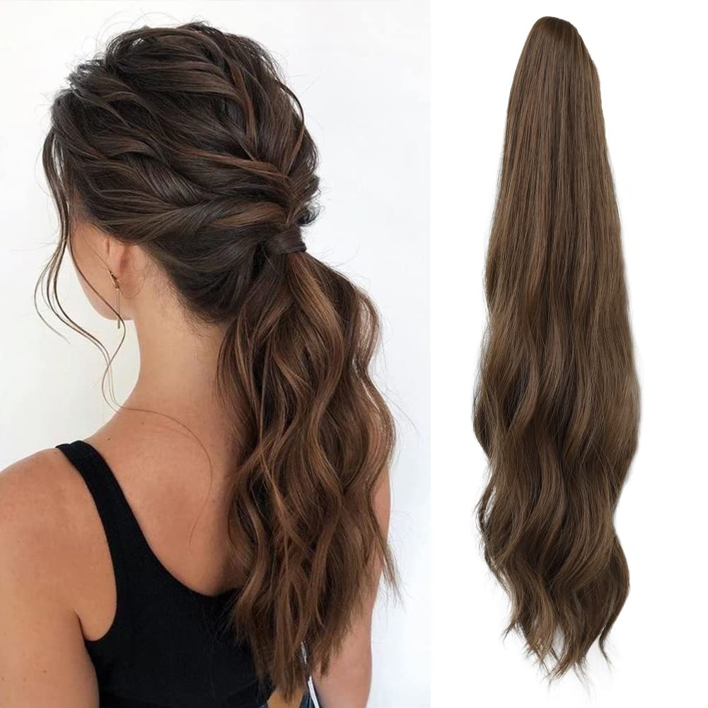 Lommel Claw Clip Ponytail Extensions for Women 20 Inch Long Wavy Fluffy Synthetic Ponytail Hairpiece Natural Soft Daily Use (8/30)