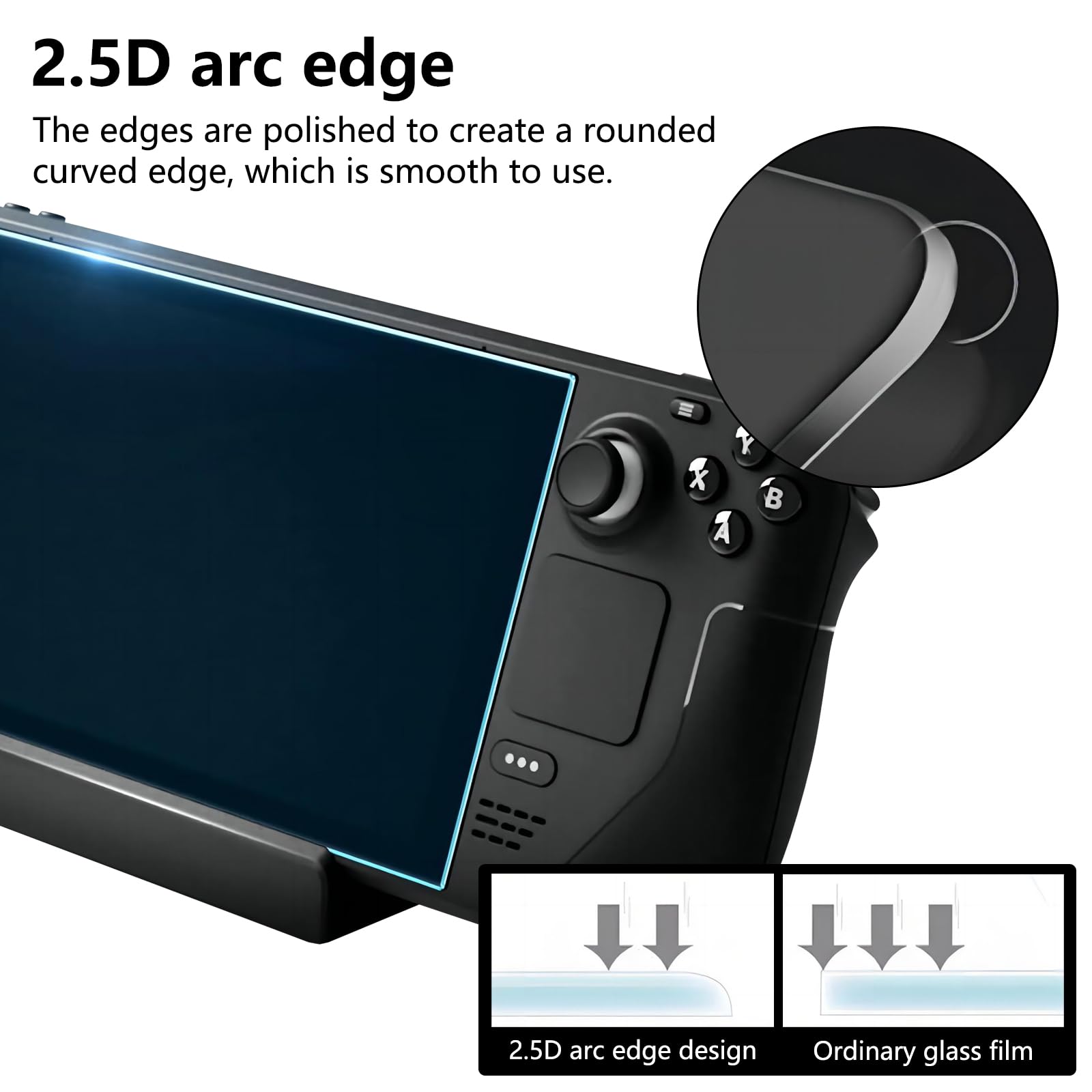 Ochraniacz ekranu do Steam Deck OLED 7,4 cala (NOWOŚĆ 2023) - szkło hartowane 9H, odporne na zarysowania, przezroczyste HD, profesjonalne opakowanie ze skóry bydlęcej, 2 sztuki