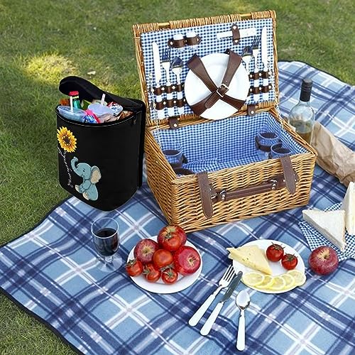 Image of DISNIMO Sunflower Car Trash Can Easy-to-Install Car Accessory Interior, Cartoon Elephant Leak-Proof Car Garbage Can Bin Organizer Storage Bag for The Back Seat of Any Cars, Sedans, SUVs & Trucks
