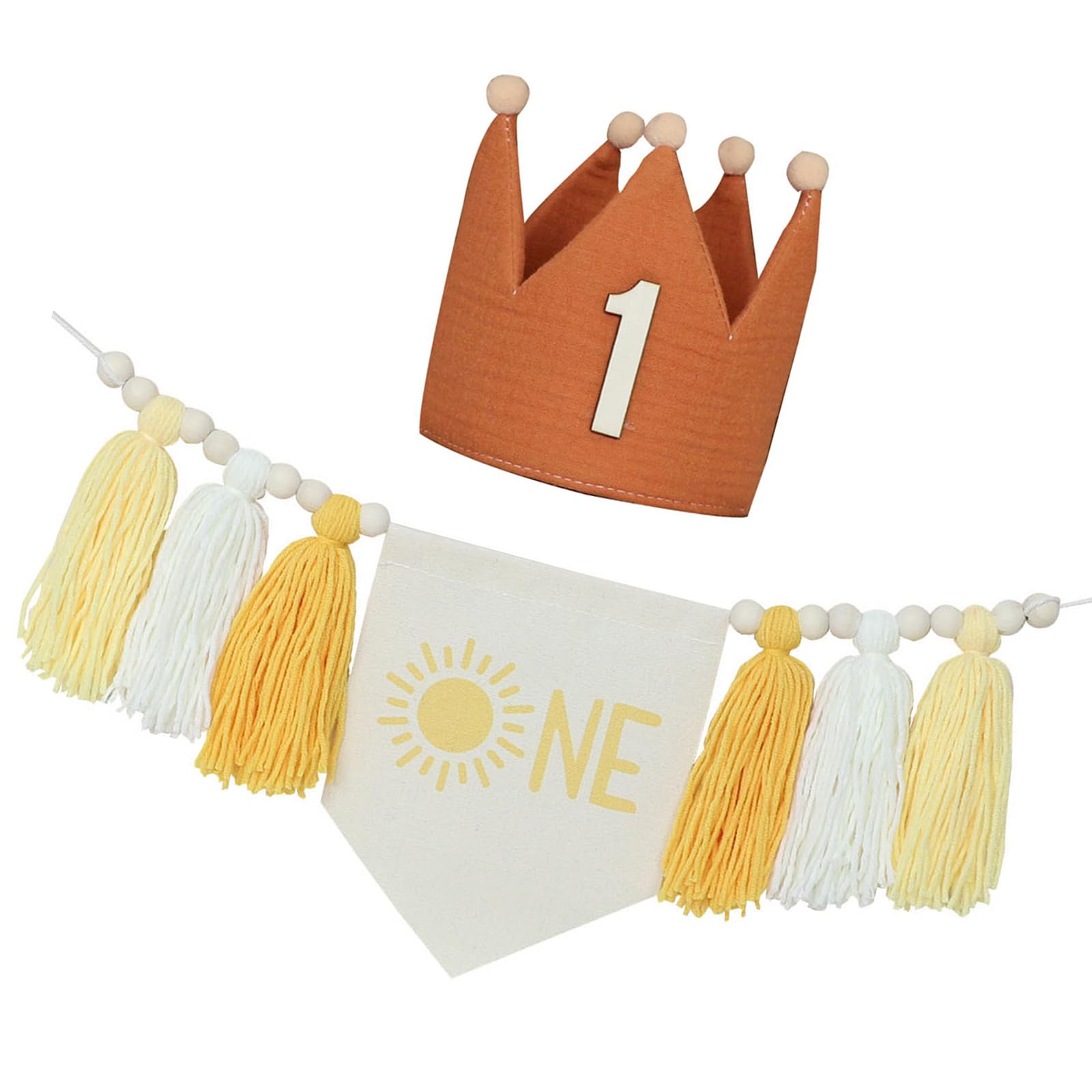 Greabuy Highchair Banners with Party Crowns Hat Fun to Be 1St Birthday Party Decoration Photoshoot Props 1St Birthday Decoration First