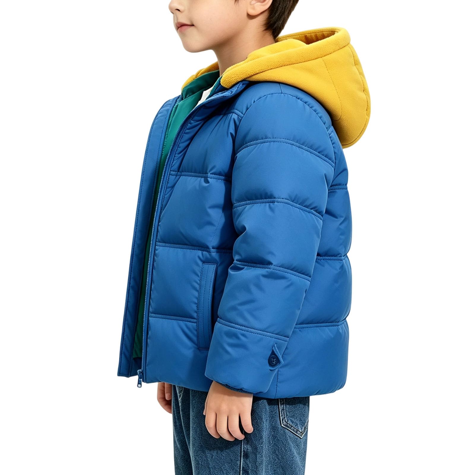 Manteau Garçon Fille Enfant Capuche Zippé Léger Chaud Isolant Élégant