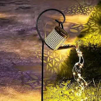 SAJANI Solar Watering Can with Lights, Hanging Solar Powered Lantern Garden Light, Metal Waterfall String Light for Pathway, Yard, Lawn, Patio, Landscape (Pack of 1) (Solar Watering Can with Light)