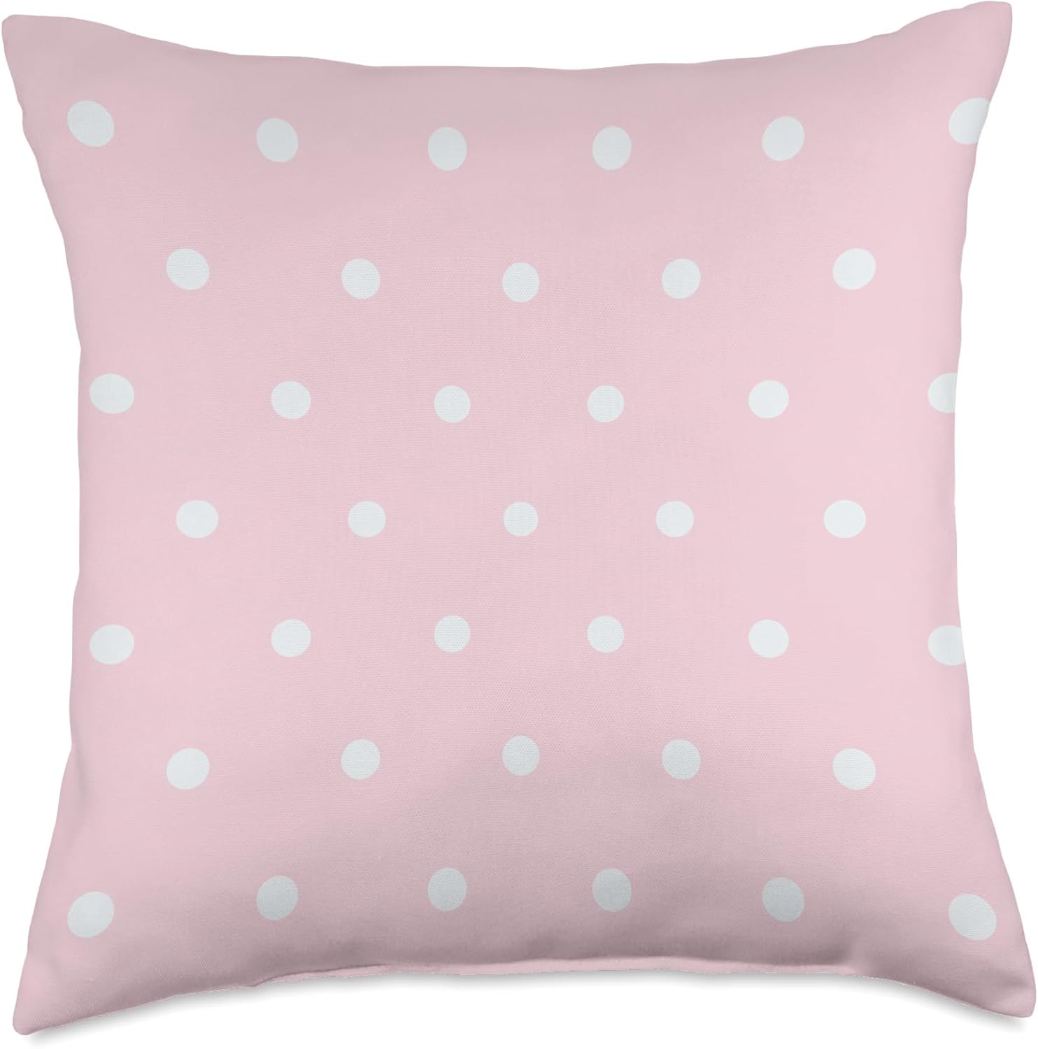 Polka Dot, Girls, Women, Light Pink White Polka Dots Pattern Throw Pillow