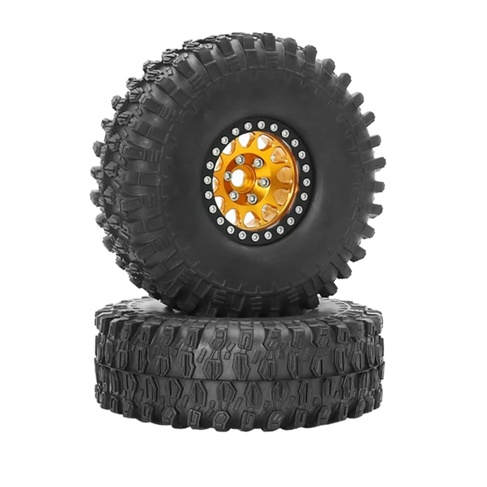 Piezas para Coches RC para Axial SCX10 III AXI03007 90046 TRX-4 para Redcat para Gen 8 Juego De Llantas Metal 1.9 Beadlock para Coche RC Crawler 1/10(Yellow)