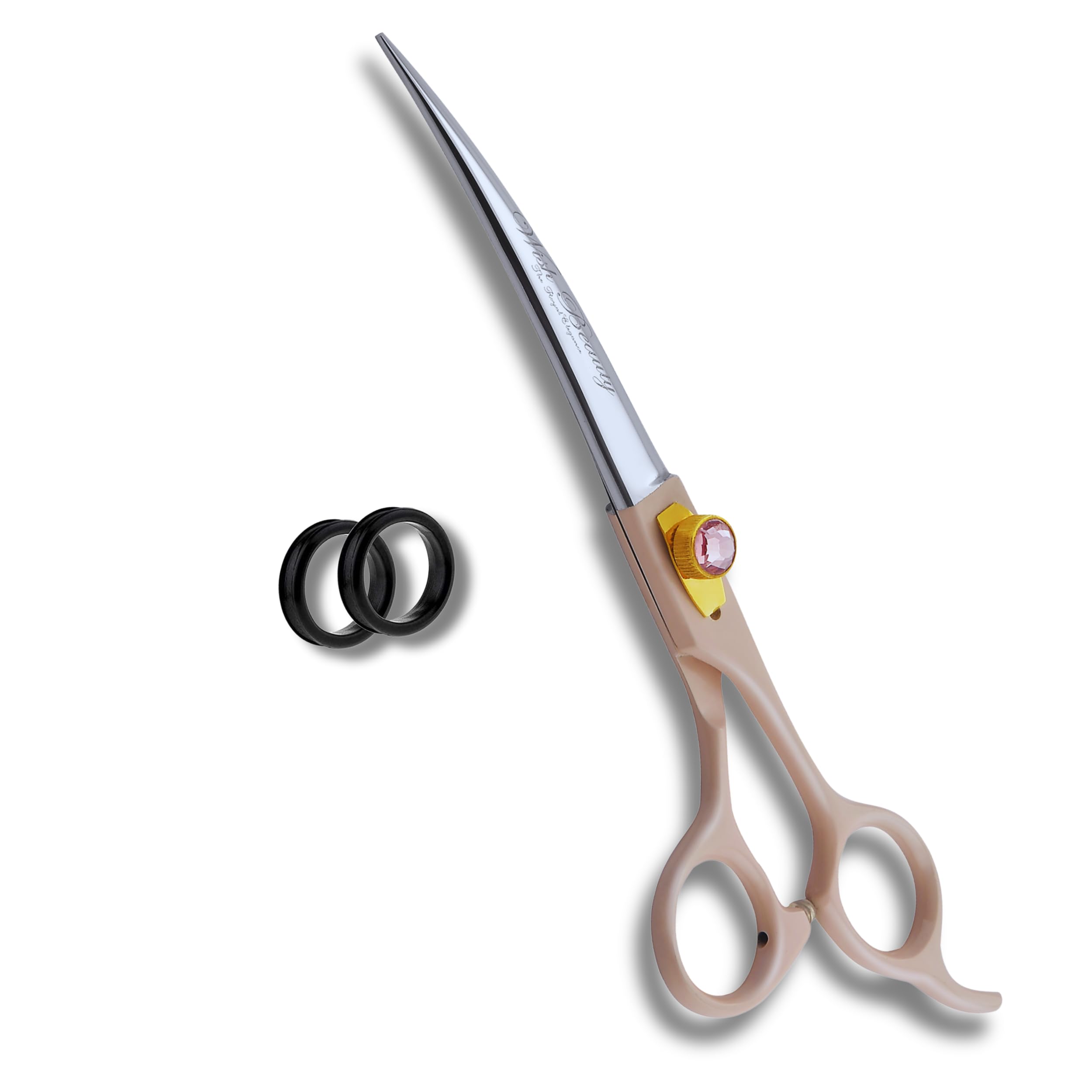 Wishbeauty 7.5-Inch Professional Pet Grooming Scissors – 440C Japanese Steel Shears (Pink, Curved) — image 1
