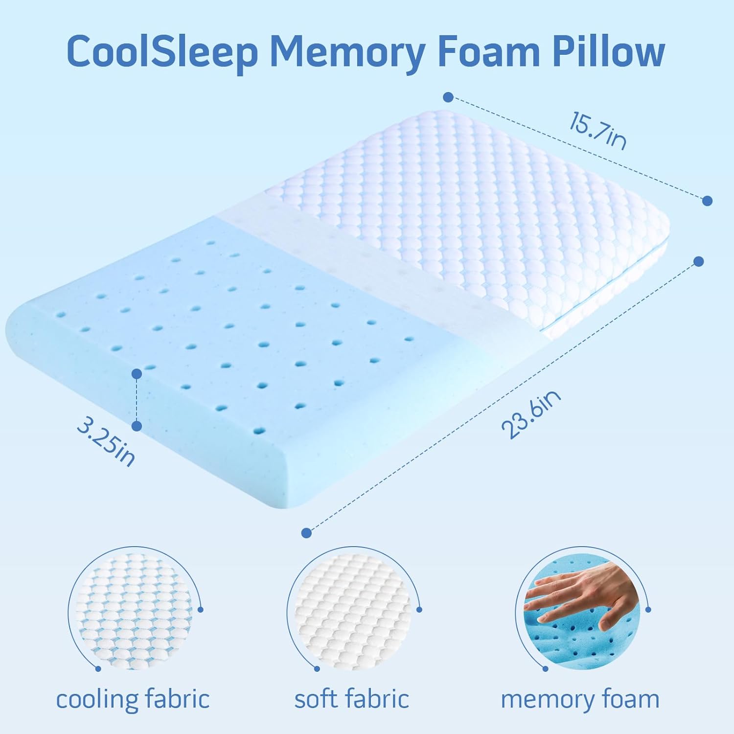 Stomach Sleeping Pillow for Shoulder and Neck Pain Relief, Thin Pillow for Sleeping- Cooling Memory Foam Pillows Flat Pillows for Stomach Sleepers,Low Profile 3.25-inches for Back Sleeper