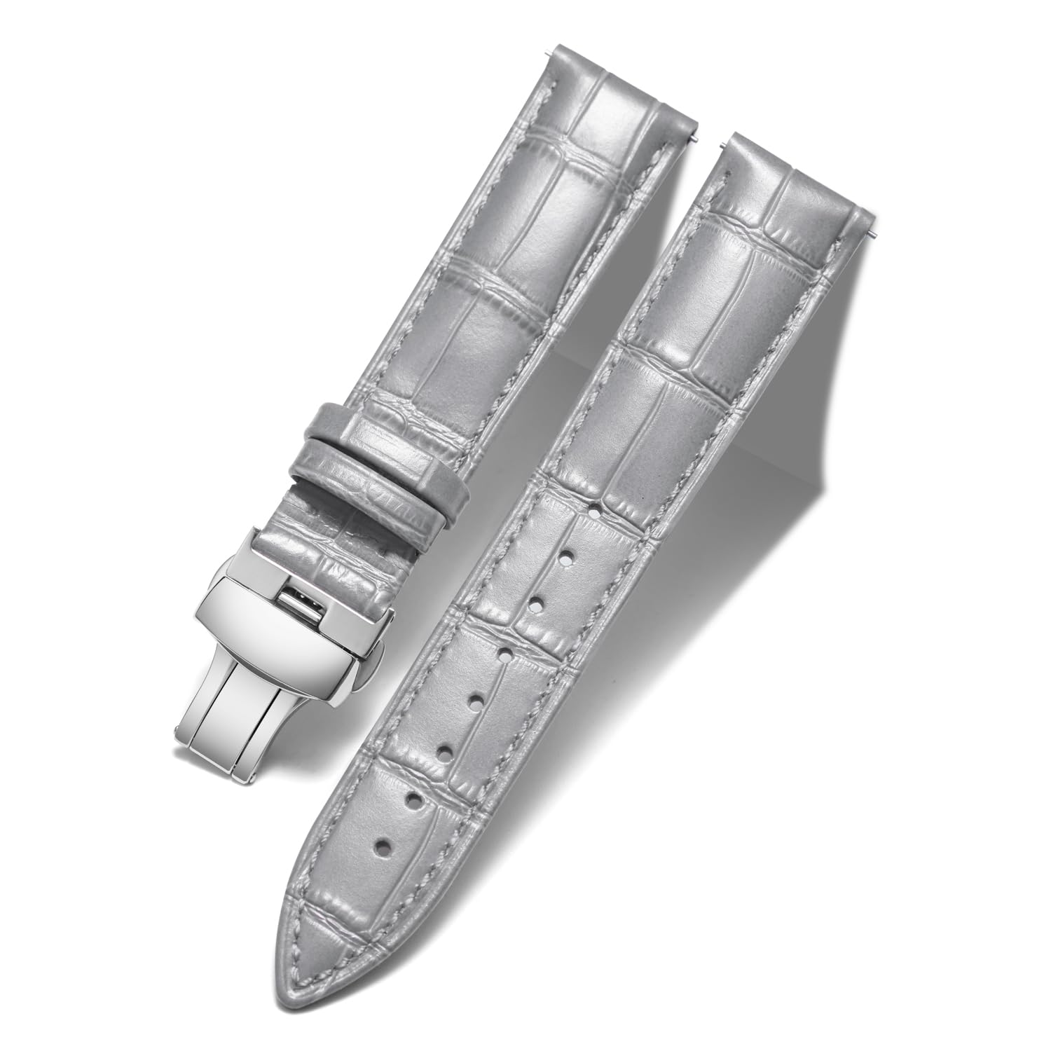 BINLUN Leather Watch Bands Replacement Alligator Pattern Watch Strap for Men Women with Silver/Gold/Rose Gold Butterfly Deployment Buckle 12mm 13mm 14mm 16mm 17mm 18mm 19mm 20mm 21mm 22mm 23mm 24mm — view 16