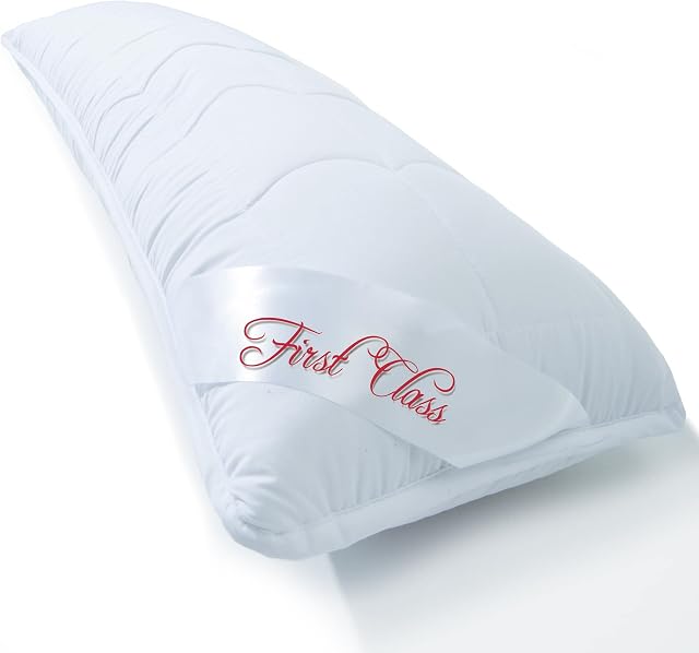 CelinaTex poduszka do spania na boku 40 x 145 ze standardem Öko-Tex, nadaje się do prania w temperaturze do 95 stopni Celsjusza, oddychająca poduszka do karmienia, miękka pikowana poszewka w kolorze białym First Class poduszka