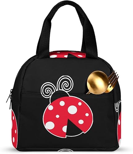 Miniatura 3 de Bolsa de almuerzo de mariquita para mujeres y hombres, lonchera aislada, reutilizable, bolsa de almuerzo