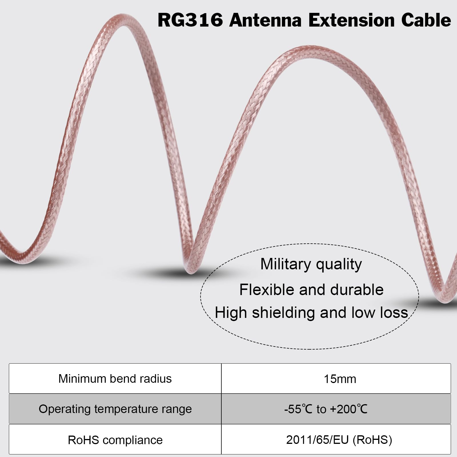 Lot de 2 câbles SMA femelle vers SMA mâle à angle droit - Câble d'extension d'antenne RG316 SMA - Compatible avec routeur 4G LTE - Cellular, récepteur RTL SDR - 30,5 cm