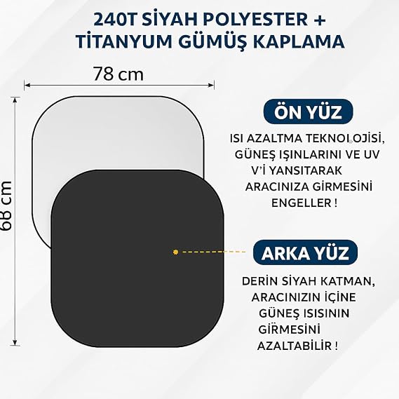 Araba Güneşlik Araba Araç İçi Güneşlik Araç için Ön Cam Güneşliği 78-68 cm 2 parça