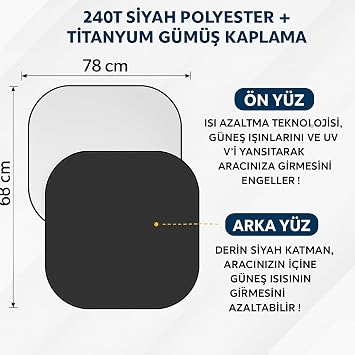 Araba Güneşlik Araba Araç İçi Güneşlik Araç için Ön Cam Güneşliği 78-68 cm 2 parça
