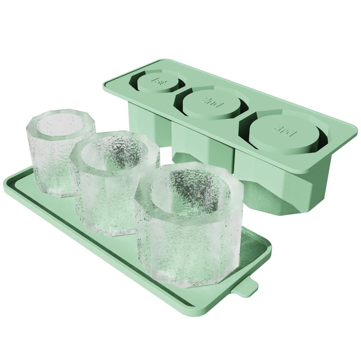 Ice Cube Tray for Tumbler, 3 Pcs Silicone Hollow Cylinder Ice Mold with Lid