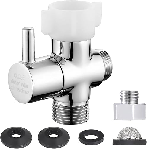 Miniatura 8 de Carvedexquisitely Adaptador en T con válvula de cierre, adaptador en T de 3 vías de latón de metal para espray de bidé de inodoro de mano, 78 "x 78"