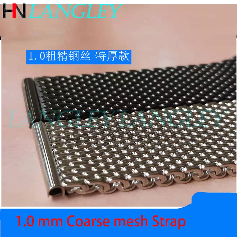 18mm Universeel RVS horlogeband Mesh Milanese Lus (Zwart) voor Smartwatch en voor een