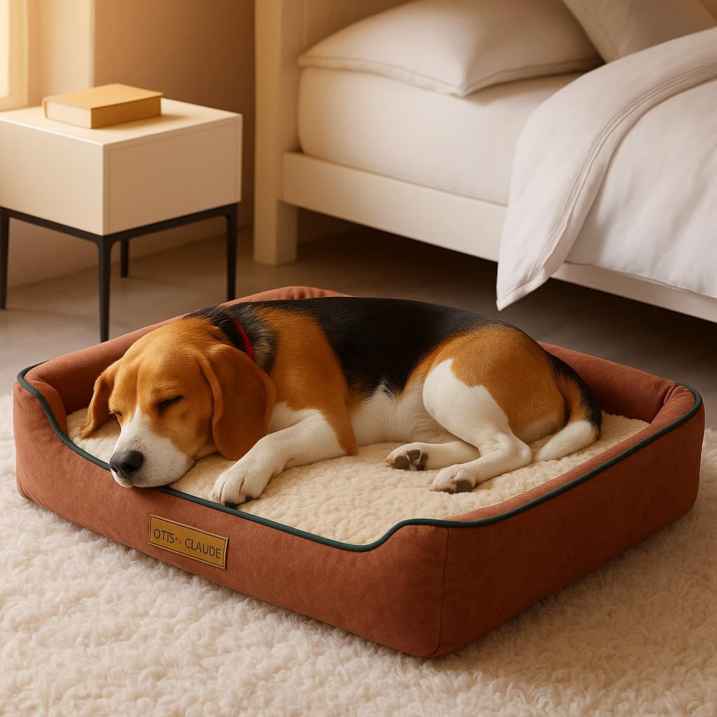 Otis & Claude Hi-Tech Cashmere Dog Bed, Medium 62x53 – Tear Proof Washable Cover, Orthopedic Medium Sofa Bed, Indoor Pet Bed, Chew Resistant Heavy Duty Dog Couch
