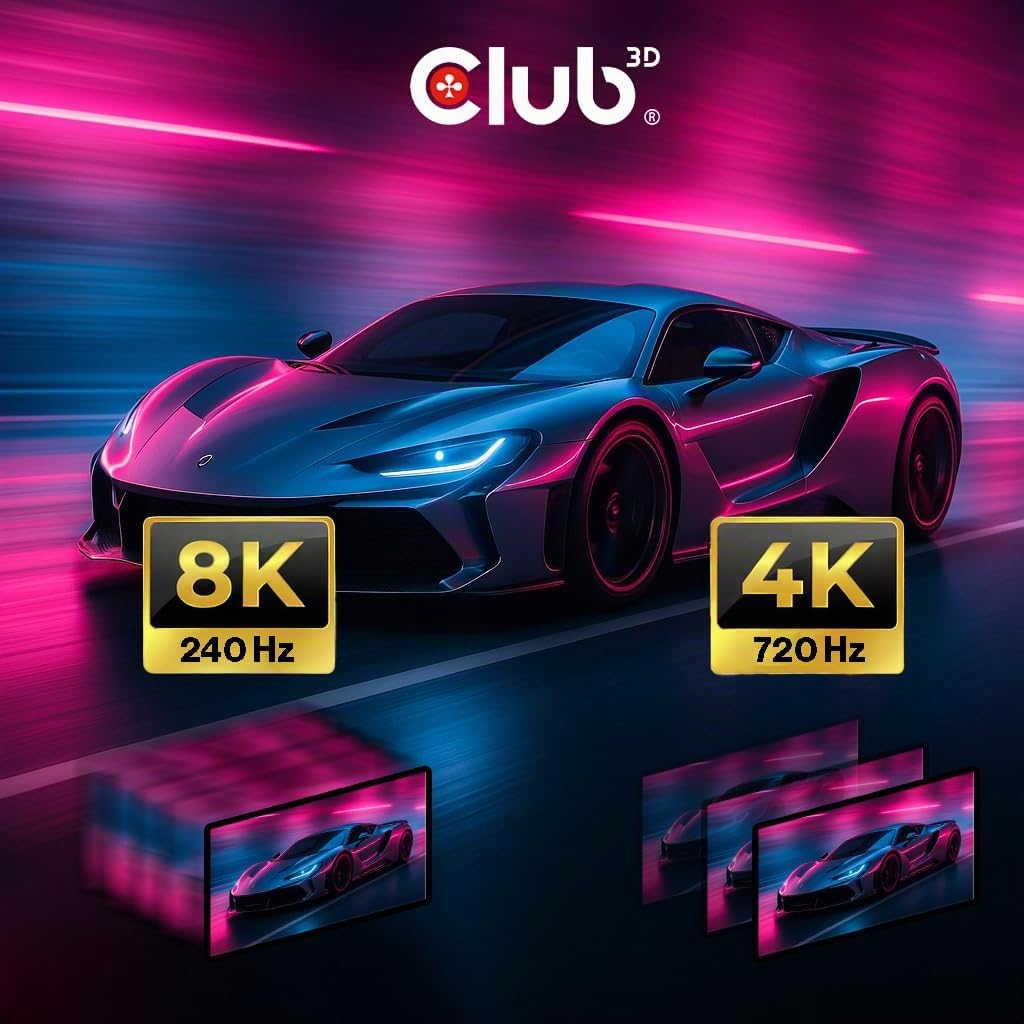Club3D CAC-1559 USB Typ-C auf DisplayPort DP80 bidirektionales VESA zertifiziertes Kabel 1m