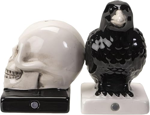 Miniatura 4 de Pacific Giftware Quoth The Raven - Juego de salero y pimentero de cerámica para Halloween