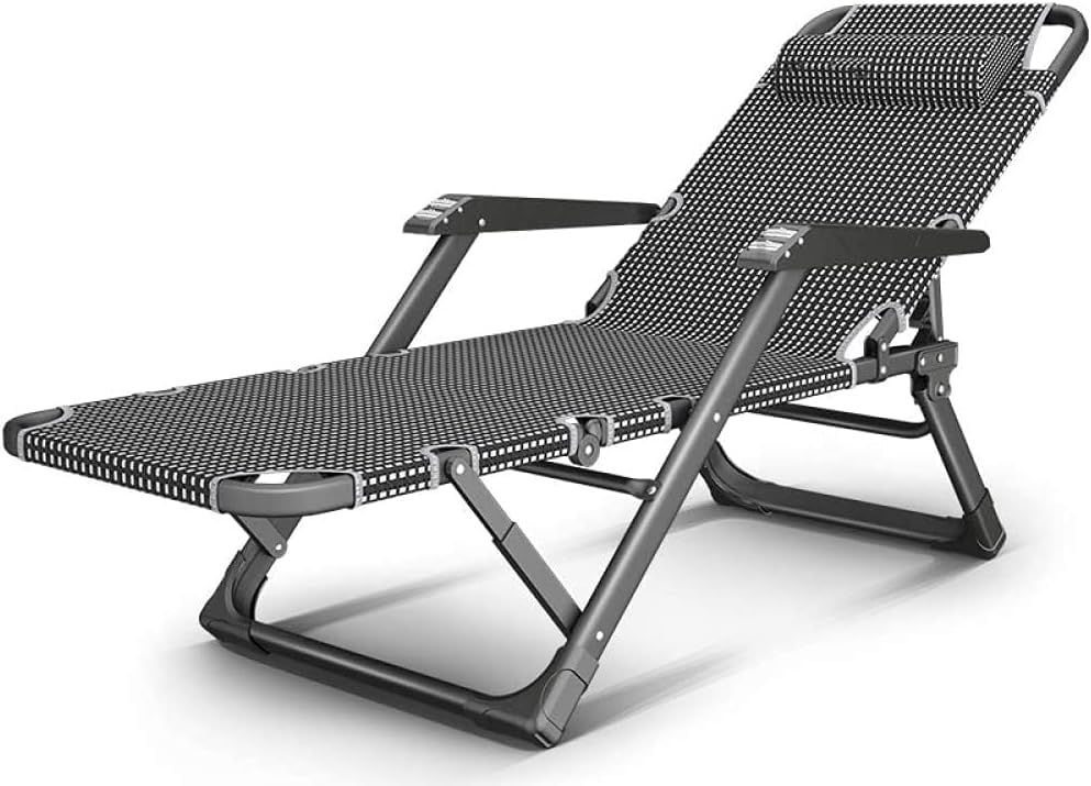 Tumbona plegable para exteriores con almohada de gravedad cero ajustable, reclinable, para oficina, piscina, jardín, camping