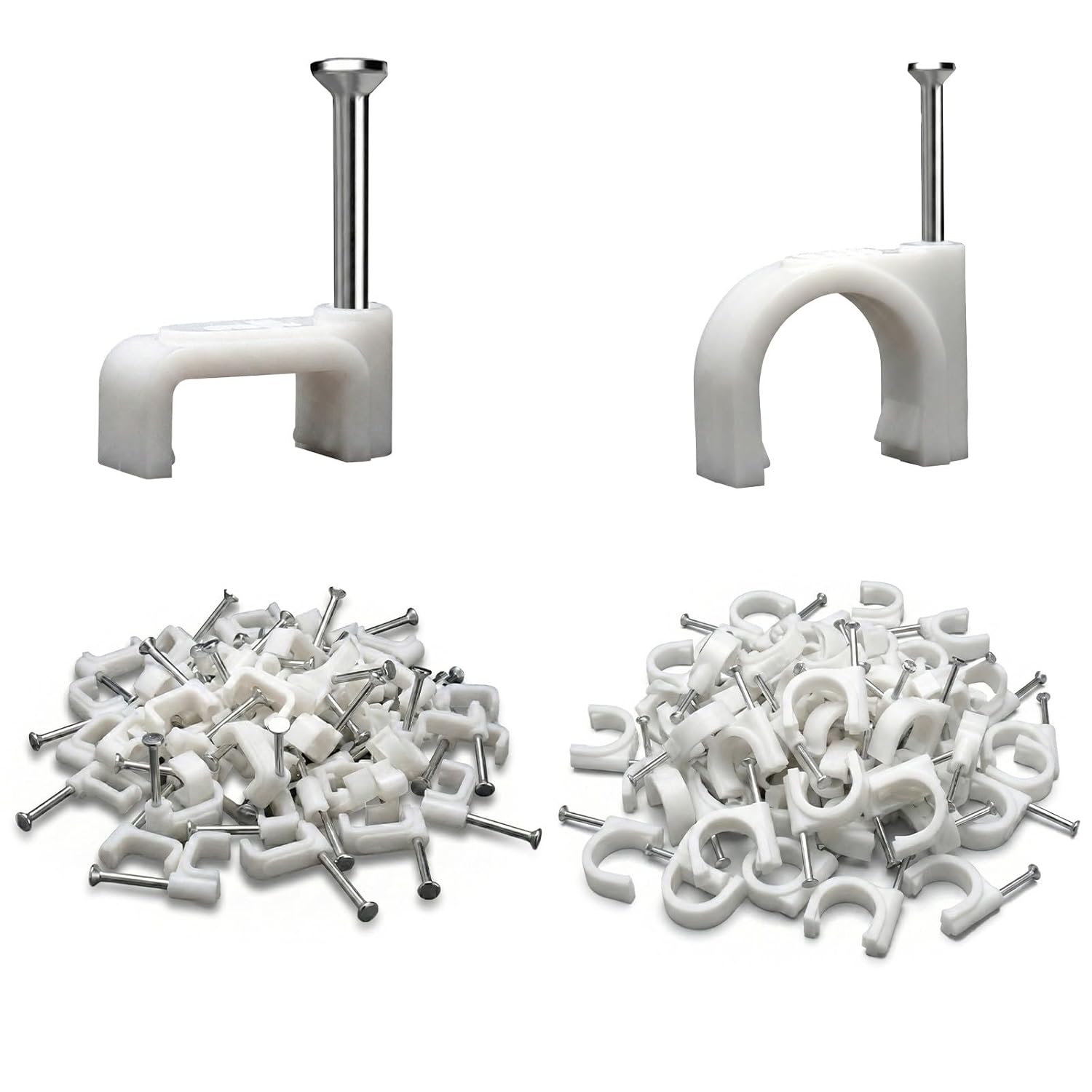 Staples Cable Wall, 200 Pcs Clips for Cable, Clamps, Fixing of Electrical Cables, Cable Organizer, Durable