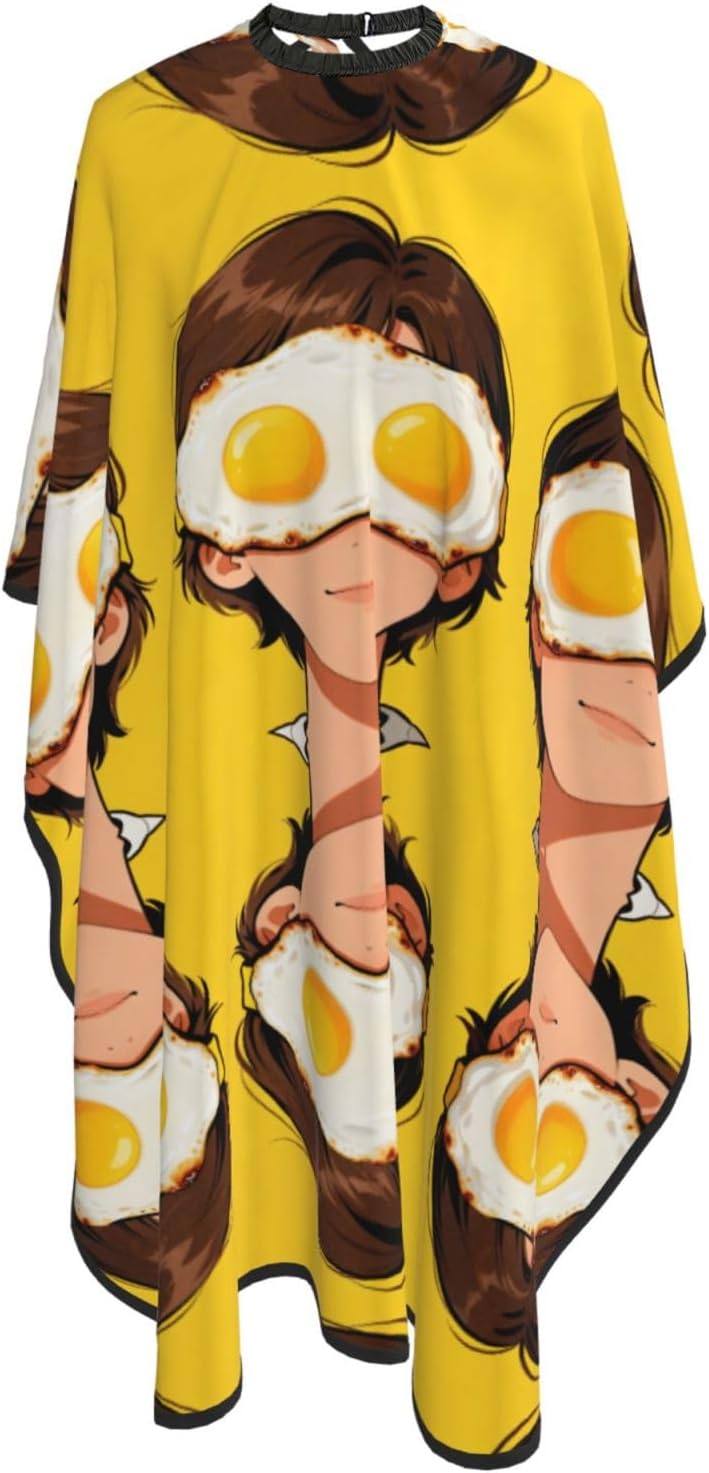 Fried Egg Eye Mask Hair Cutting Cape For Adults-Barber Cape For Men Women, Waterproof Salon Cape For Hairdressing, Anti Static Hairdressing Gown