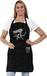 Plum Hill Rhinestone Hair Stylist Apron - Salon Apron for Hairdresser - 3 Pockets and Long Ties