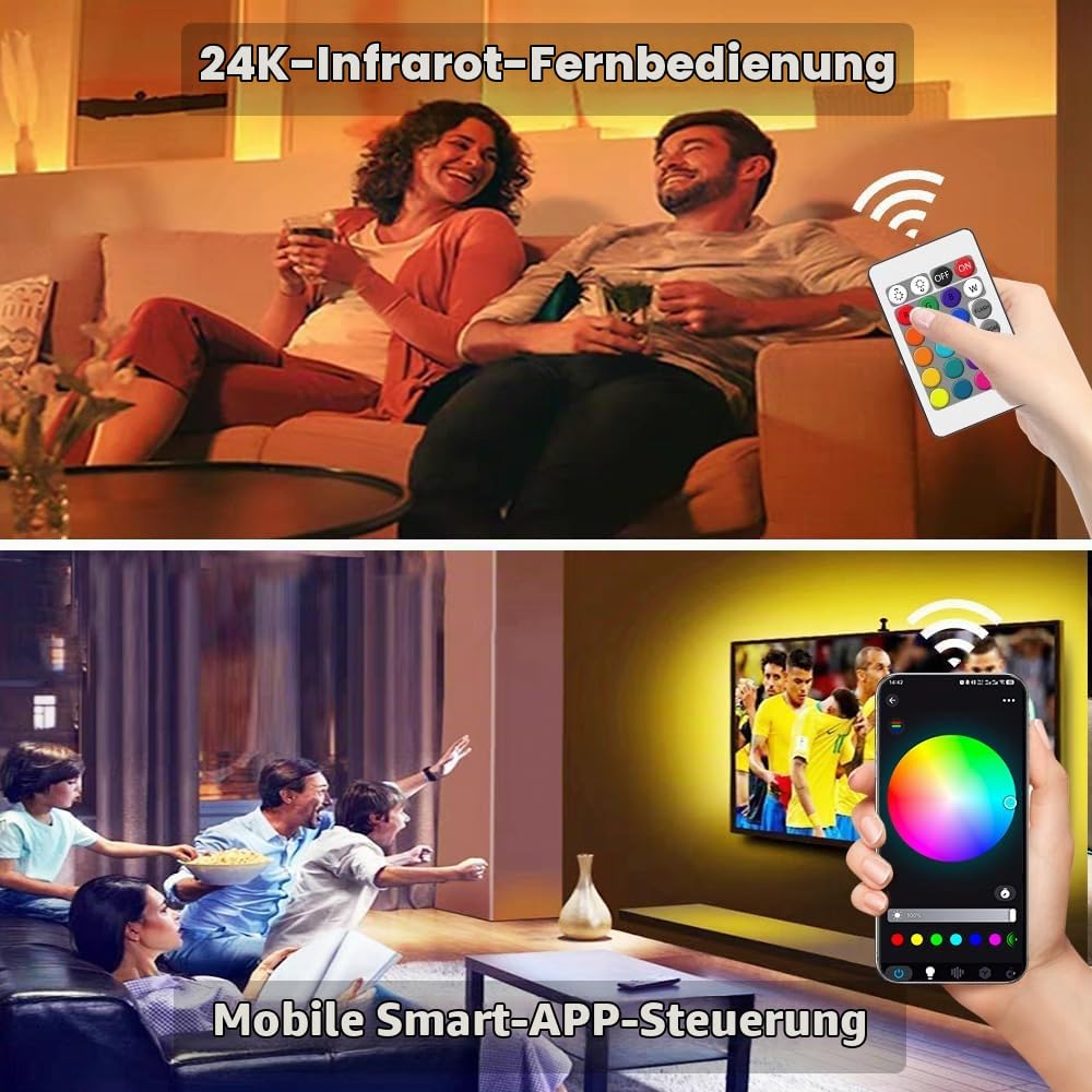 5M WiFi RGBW LED Streifen 24V Wasserdicht IP65, LED Strip RGB+Warmweiß 3000K dimmbar mit Controller und Netzteil, 60LEDs/m Farbwechsel LED Band für Innen Außen, Kompatibel mit APP Alexa, Google home