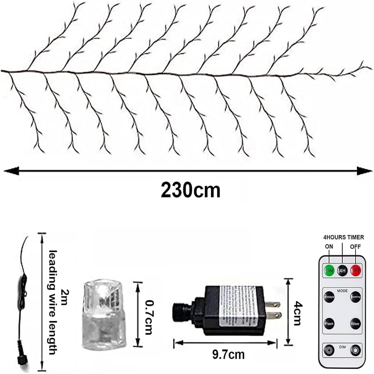 GOESWELL Verzauberte Weidenrankenlichter mit Fernbedienung: 2,5 m 144 LEDs, braune Zweige, Baumzweig-Lichter mit Timer-Dimmer für Innenbereich, Wohnzimmer, Schlafzimmer, Wald, Boho, Bauernhaus
