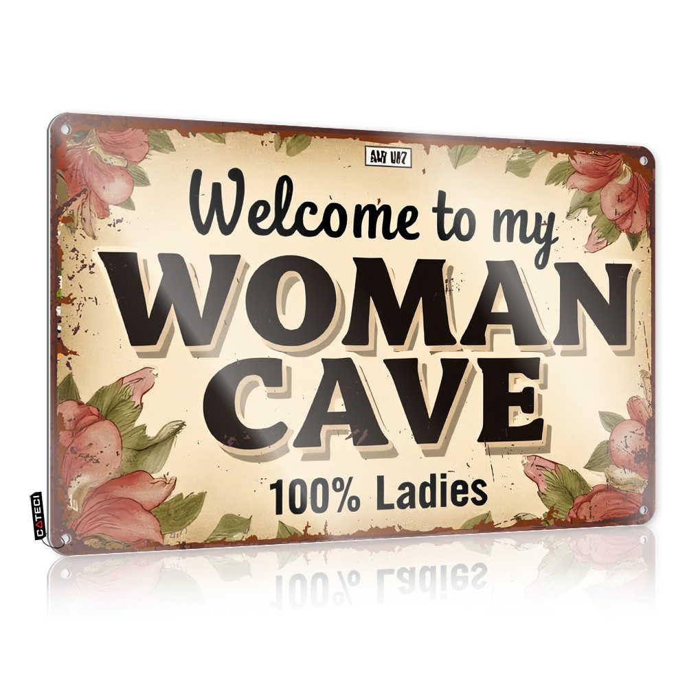Fzfn Women's Colour Funny Home Decor Funny Sign Decor | Welcome To My Woman Cave: A Sanctuary For Only Sarcastic Checkout Decoration(30X40cm)